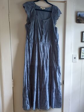 Light Blue Eyelet Maxi Dress - Women